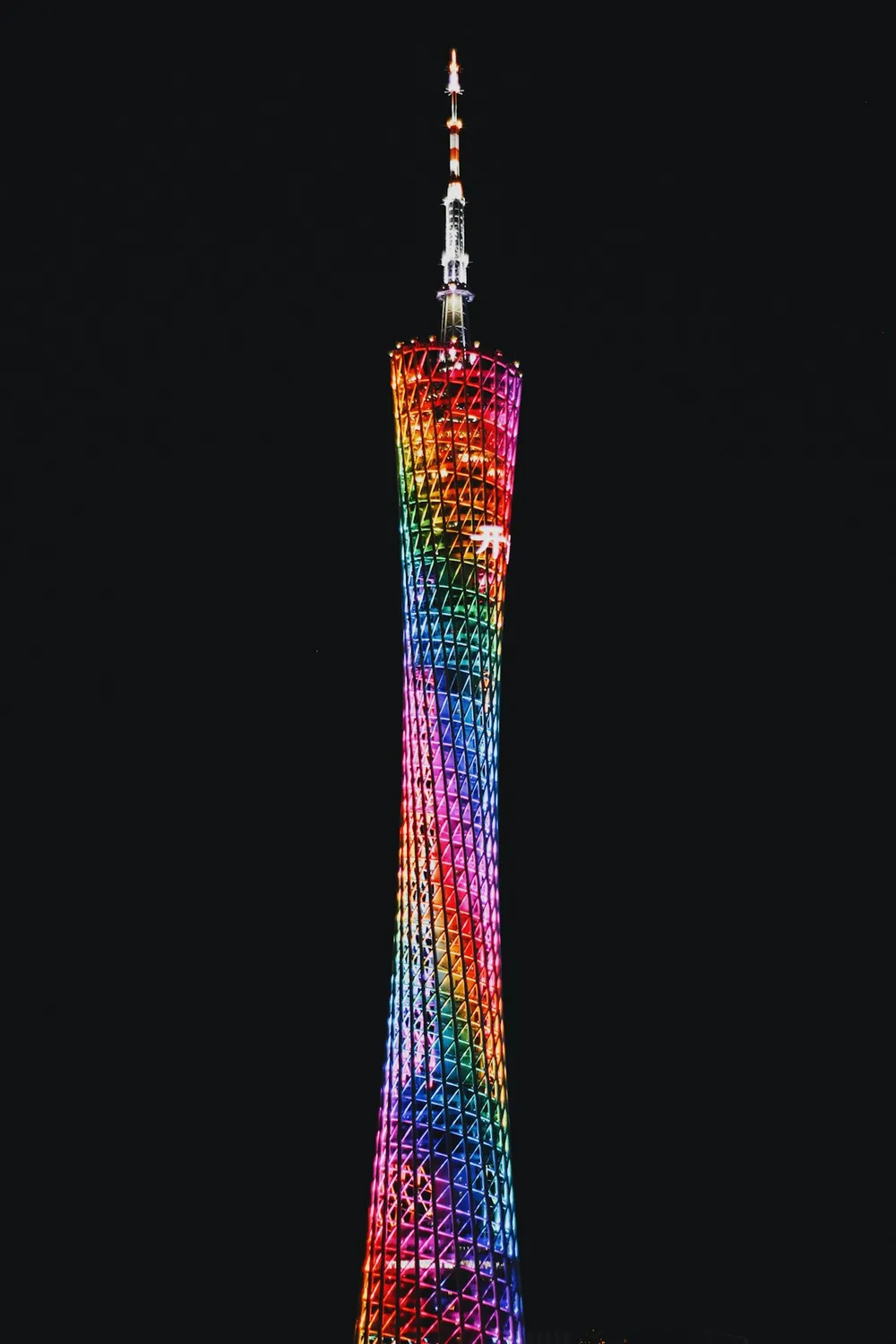 The illuminated Canton Tower in Guangzhou
